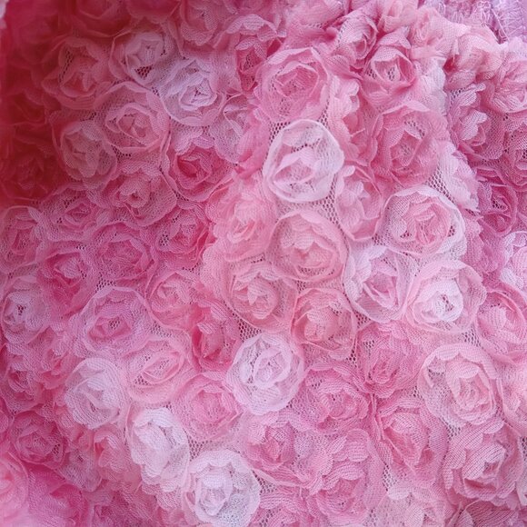 LE LIS Peony Delight smocked pink rosette‎ crop top puff sleeves size XS - Picture 7 of 10